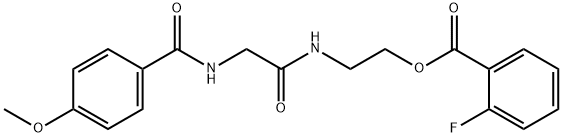 2-((2-[(4-METHOXYBENZOYL)AMINO]ACETYL)AMINO)ETHYL 2-FLUOROBENZENECARBOXYLATE Struktur