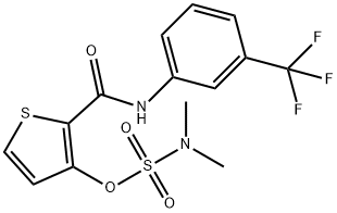 N,N-DIMETHYL(2-([3-(TRIFLUOROMETHYL)ANILINO]CARBONYL)-3-THIENYL)SULFAMATE Struktur