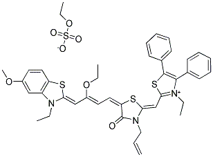 2-([3-ALLYL-5-[2-(5-METHOXY-3-ETHYL-2,3-DIHYDRO-BENZOTHIAZOL-2-YLIDENE)ETHYLIDENE]-4-OXO-THIAZOLIDINYLIDENE]METHYL)-3-ETHYL-4,5-DIPHENYLTHIAZOLIUM ETHYLSULFATE Struktur