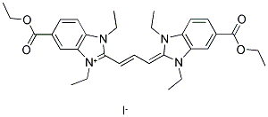 1,3-DIETHYL-5-CARBETHOXY-2-[3-(1,3-DIETHYL-5-CARBETHOXY-1,3-DIHYDRO-2H-BENZIMIDAZOL-2-YLIDENE)-1-PROPENYL]-1H-BENZIMIDAZOLIUM IODIDE Struktur