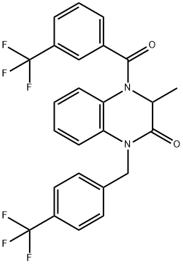 3-METHYL-4-[3-(TRIFLUOROMETHYL)BENZOYL]-1-[4-(TRIFLUOROMETHYL)BENZYL]-3,4-DIHYDRO-2(1H)-QUINOXALINONE Struktur