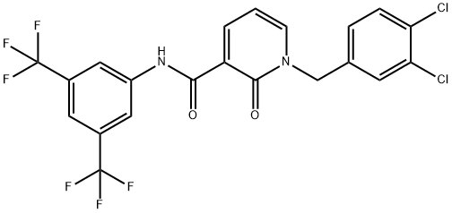 N-[3,5-BIS(TRIFLUOROMETHYL)PHENYL]-1-(3,4-DICHLOROBENZYL)-2-OXO-1,2-DIHYDRO-3-PYRIDINECARBOXAMIDE Struktur