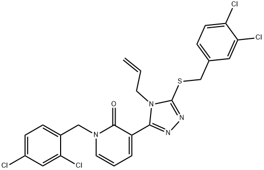 3-(4-ALLYL-5-[(3,4-DICHLOROBENZYL)SULFANYL]-4H-1,2,4-TRIAZOL-3-YL)-1-(2,4-DICHLOROBENZYL)-2(1H)-PYRIDINONE Struktur