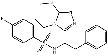 N-(1-[4-ETHYL-5-(METHYLSULFANYL)-4H-1,2,4-TRIAZOL-3-YL]-2-PHENYLETHYL)-4-FLUOROBENZENESULFONAMIDE Struktur