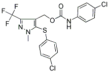 [5-[(4-CHLOROPHENYL)SULFANYL]-1-METHYL-3-(TRIFLUOROMETHYL)-1H-PYRAZOL-4-YL]METHYL N-(4-CHLOROPHENYL)CARBAMATE Struktur