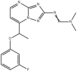 N'-(7-[1-(3-FLUOROPHENOXY)ETHYL][1,2,4]TRIAZOLO[1,5-A]PYRIMIDIN-2-YL)-N,N-DIMETHYLIMINOFORMAMIDE Struktur