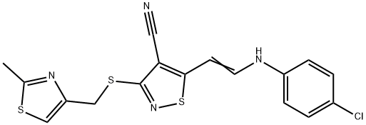 5-[2-(4-CHLOROANILINO)VINYL]-3-([(2-METHYL-1,3-THIAZOL-4-YL)METHYL]SULFANYL)-4-ISOTHIAZOLECARBONITRILE Struktur