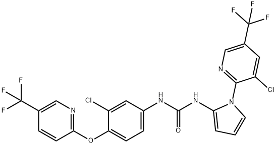 N-(3-CHLORO-4-([5-(TRIFLUOROMETHYL)-2-PYRIDINYL]OXY)PHENYL)-N'-(1-[3-CHLORO-5-(TRIFLUOROMETHYL)-2-PYRIDINYL]-1H-PYRROL-2-YL)UREA Struktur