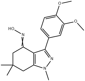 3-(3,4-DIMETHOXYPHENYL)-4-(HYDROXYIMINO)-1,6,6-TRIMETHYL-5,6,7-TRIHYDRO1H-INDAZOLE Struktur