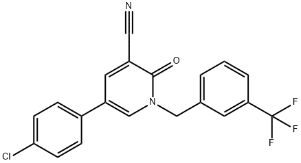 5-(4-CHLOROPHENYL)-2-OXO-1-[3-(TRIFLUOROMETHYL)BENZYL]-1,2-DIHYDRO-3-PYRIDINECARBONITRILE Struktur