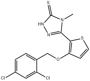 5-(3-[(2,4-DICHLOROBENZYL)OXY]-2-THIENYL)-4-METHYL-4H-1,2,4-TRIAZOL-3-YLHYDROSULFIDE Struktur