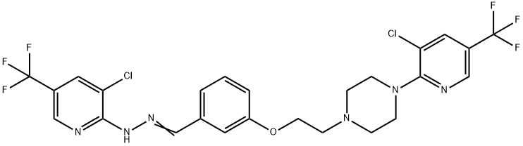 3-(2-(4-[3-CHLORO-5-(TRIFLUOROMETHYL)-2-PYRIDINYL]PIPERAZINO)ETHOXY)BENZENECARBALDEHYDE N-[3-CHLORO-5-(TRIFLUOROMETHYL)-2-PYRIDINYL]HYDRAZONE Struktur