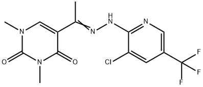 5-(2-[3-CHLORO-5-(TRIFLUOROMETHYL)-2-PYRIDINYL]ETHANEHYDRAZONOYL)-1,3-DIMETHYL-2,4(1H,3H)-PYRIMIDINEDIONE Struktur