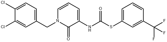 S-[3-(TRIFLUOROMETHYL)PHENYL] N-[1-(3,4-DICHLOROBENZYL)-2-OXO-1,2-DIHYDRO-3-PYRIDINYL]CARBAMOTHIOATE Struktur