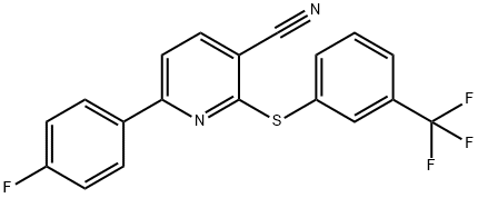 6-(4-FLUOROPHENYL)-2-([3-(TRIFLUOROMETHYL)PHENYL]SULFANYL)NICOTINONITRILE Struktur