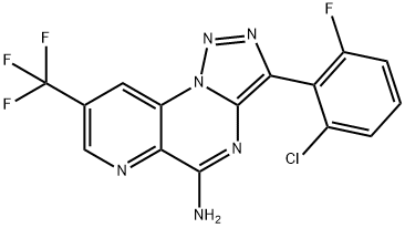 3-(2-CHLORO-6-FLUOROPHENYL)-8-(TRIFLUOROMETHYL)PYRIDO[2,3-E][1,2,3]TRIAZOLO[1,5-A]PYRIMIDIN-5-AMINE Struktur