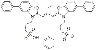 5-PHENYL-3-(3-SULFOPROPYL)-2-(2-[(5-PHENYL-3-(3-SULFOPROPYL)-2,3-DIHYDRO-BENZOXAZOL-2-YLIDENE)METHYL]-1-BUTENYL)-BENZOXAZOLIUM INNER SALT PYRIDINIUM SALT Struktur