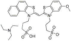 3-(3-SULFOPROPYL)-2-([5-METHOXY-3-(3-SULFOPROPYL)-2,3-DIHYDRO-BENZOTHIAZOL-2-YLIDNE]METHYL)-NAPHTHO[1,2-D]-THIAZOLIUM INNER SALT TRIETHYLAMMONIUM SALT Struktur