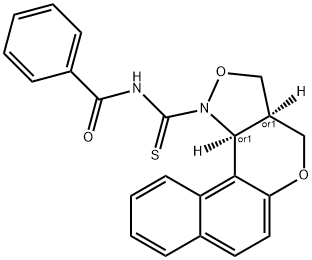 N-[3A,11C-DIHYDRO-3H-BENZO[5,6]CHROMENO[4,3-C]ISOXAZOL-1(4H)-YLCARBOTHIOYL]BENZENECARBOXAMIDE Struktur