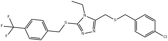 3-([(4-CHLOROBENZYL)SULFANYL]METHYL)-4-ETHYL-5-([4-(TRIFLUOROMETHYL)BENZYL]SULFANYL)-4H-1,2,4-TRIAZOLE Struktur