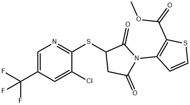 METHYL 3-(3-([3-CHLORO-5-(TRIFLUOROMETHYL)-2-PYRIDINYL]SULFANYL)-2,5-DIOXO-1-PYRROLIDINYL)-2-THIOPHENECARBOXYLATE Struktur