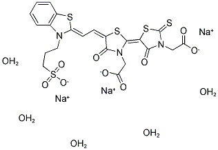 3-CARBOXYMETHYL-5-(3-CARBOXYMETHYL-5-[2-(3-(3-SULFOPROPYL)-2,3-DIHYDRO-BENZOTHIAZOL-2-YLIDENE)ETHYLIDENE]-4-OXO-THIAZOL-2-YLIDENE)-4-OXO-2-THIOXOTHIAZOLE INNER SALT TRISODIUM SALT-PENTAHYDRATE Struktur