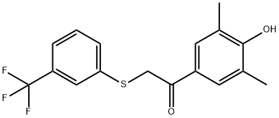 1-(4-HYDROXY-3,5-DIMETHYLPHENYL)-2-([3-(TRIFLUOROMETHYL)PHENYL]SULFANYL)-1-ETHANONE Struktur