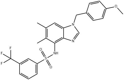 N-[1-(4-METHOXYBENZYL)-5,6-DIMETHYL-1H-1,3-BENZIMIDAZOL-4-YL]-3-(TRIFLUOROMETHYL)BENZENESULFONAMIDE Struktur