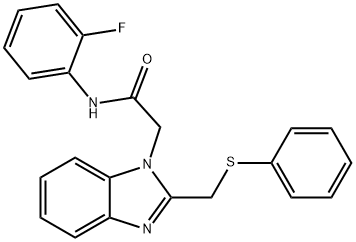 N-(2-FLUOROPHENYL)-2-(2-[(PHENYLSULFANYL)METHYL]-1H-1,3-BENZIMIDAZOL-1-YL)ACETAMIDE Struktur