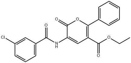 ETHYL 3-[(3-CHLOROBENZOYL)AMINO]-2-OXO-6-PHENYL-2H-PYRAN-5-CARBOXYLATE Struktur