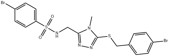 4-BROMO-N-((5-[(4-BROMOBENZYL)SULFANYL]-4-METHYL-4H-1,2,4-TRIAZOL-3-YL)METHYL)BENZENESULFONAMIDE Struktur