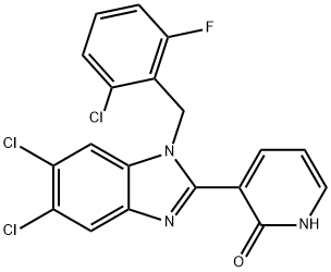 3-[5,6-DICHLORO-1-(2-CHLORO-6-FLUOROBENZYL)-1H-1,3-BENZIMIDAZOL-2-YL]-2(1H)-PYRIDINONE Struktur