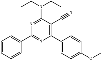 4-(DIETHYLAMINO)-6-(4-METHOXYPHENYL)-2-PHENYL-5-PYRIMIDINECARBONITRILE Struktur