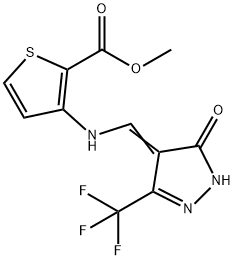 METHYL 3-(([5-OXO-3-(TRIFLUOROMETHYL)-1,5-DIHYDRO-4H-PYRAZOL-4-YLIDEN]METHYL)AMINO)-2-THIOPHENECARBOXYLATE Struktur