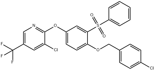 2-[(4-CHLOROBENZYL)OXY]-5-([3-CHLORO-5-(TRIFLUOROMETHYL)-2-PYRIDINYL]OXY)PHENYL PHENYL SULFONE Struktur