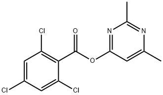 2,6-DIMETHYL-4-PYRIMIDINYL 2,4,6-TRICHLOROBENZENECARBOXYLATE Struktur