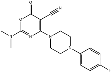 2-(DIMETHYLAMINO)-4-[4-(4-FLUOROPHENYL)PIPERAZINO]-6-OXO-6H-1,3-OXAZINE-5-CARBONITRILE Struktur