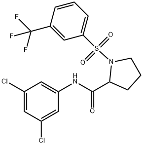 N-(3,5-DICHLOROPHENYL)-1-([3-(TRIFLUOROMETHYL)PHENYL]SULFONYL)-2-PYRROLIDINECARBOXAMIDE Struktur