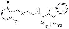 N2-(2-[(2-CHLORO-6-FLUOROBENZYL)THIO]ETHYL)-1-(DICHLOROMETHYL)INDANE-2-CARBOXAMIDE Struktur