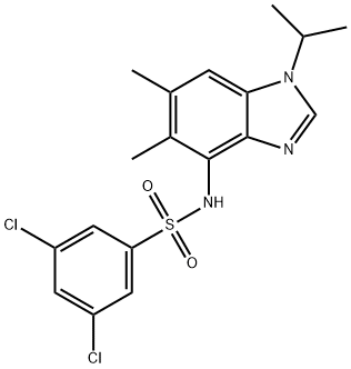 3,5-DICHLORO-N-(1-ISOPROPYL-5,6-DIMETHYL-1H-1,3-BENZIMIDAZOL-4-YL)BENZENESULFONAMIDE Struktur