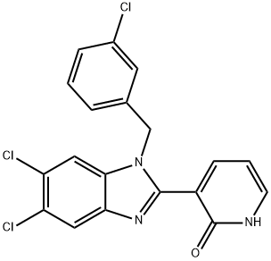 3-[5,6-DICHLORO-1-(3-CHLOROBENZYL)-1H-1,3-BENZIMIDAZOL-2-YL]-2(1H)-PYRIDINONE Struktur