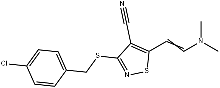 3-[(4-CHLOROBENZYL)SULFANYL]-5-[2-(DIMETHYLAMINO)VINYL]-4-ISOTHIAZOLECARBONITRILE Struktur