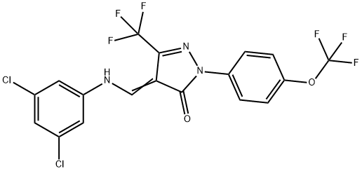 4-[(3,5-DICHLOROANILINO)METHYLENE]-2-[4-(TRIFLUOROMETHOXY)PHENYL]-5-(TRIFLUOROMETHYL)-2,4-DIHYDRO-3H-PYRAZOL-3-ONE Struktur