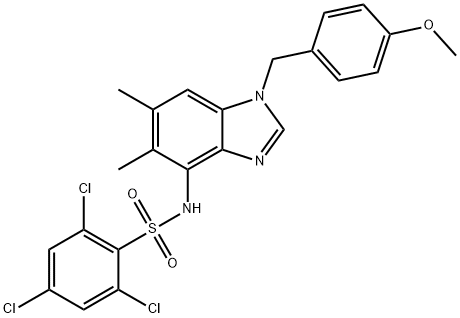 2,4,6-TRICHLORO-N-[1-(4-METHOXYBENZYL)-5,6-DIMETHYL-1H-1,3-BENZIMIDAZOL-4-YL]BENZENESULFONAMIDE Struktur