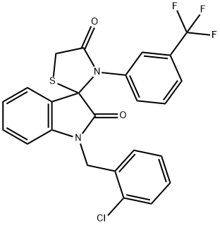 1-(2-CHLOROBENZYL)-3'-(3-TRIFLUOROMETHYLPHENYL)SPIRO(2,3-DIHYDRO-1H-INDOLE-3,2'-THIAZOLIDINE)-2,4'-DIONE Struktur