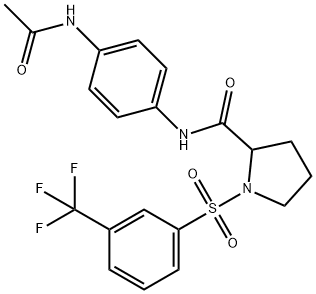 N-[4-(ACETYLAMINO)PHENYL]-1-([3-(TRIFLUOROMETHYL)PHENYL]SULFONYL)-2-PYRROLIDINECARBOXAMIDE Struktur