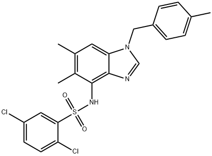 2,5-DICHLORO-N-[5,6-DIMETHYL-1-(4-METHYLBENZYL)-1H-1,3-BENZIMIDAZOL-4-YL]BENZENESULFONAMIDE Struktur