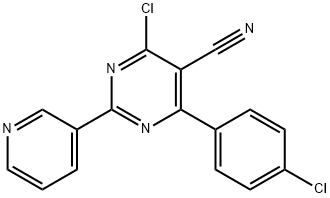 4-CHLORO-6-(4-CHLOROPHENYL)-2-(3-PYRIDINYL)-5-PYRIMIDINECARBONITRILE Struktur