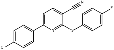 6-(4-CHLOROPHENYL)-2-[(4-FLUOROPHENYL)SULFANYL]NICOTINONITRILE Struktur