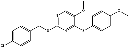 2-[(4-CHLOROBENZYL)SULFANYL]-4-[(4-METHOXYPHENYL)SULFANYL]-5-PYRIMIDINYL METHYL ETHER Struktur